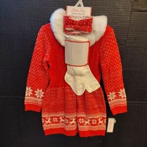 Little Lass Red and White Nordic Knit Jacket